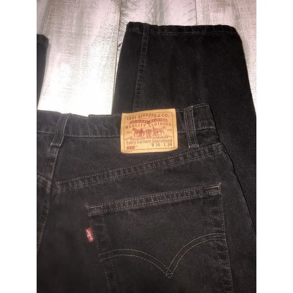 Vintage Levi’s 550 Black Relaxed Fit Denim Jeans Pants Made in Canada Size 36x34